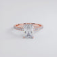 2.55ctw GIA Certified E-VS1 Radiant Cut Under Halo Petite Micropavé Lab Grown Diamond Engagement Ring set in 14k Rose Gold