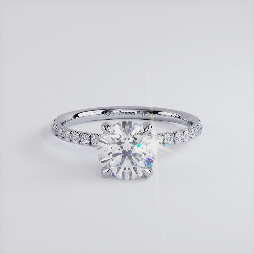 1.80ctw GIA Certified Round Brilliant Wire Basket Petite Micropavé Lab Grown Diamond Engagement Ring set in Platinum