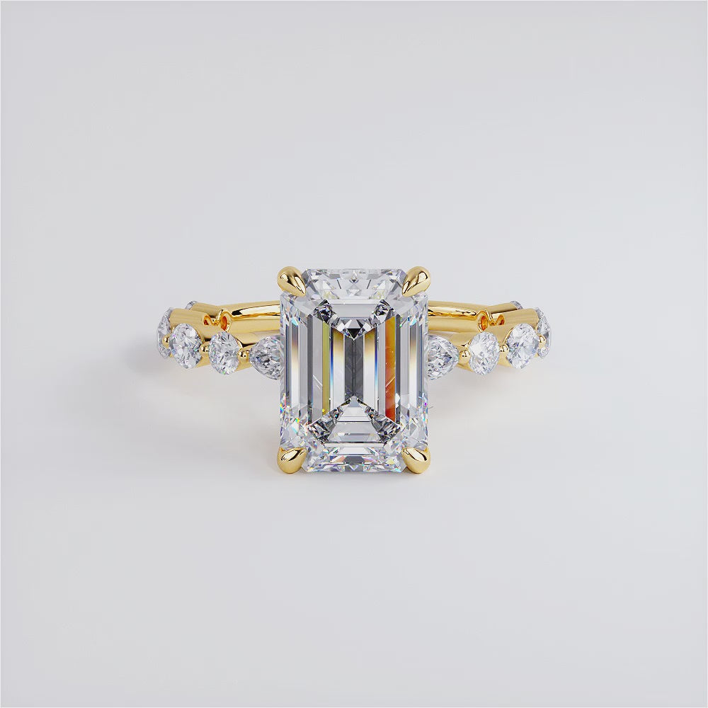4 Carat Emerald Cut Alternating Round & Marquise