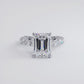 8.29ctw E-VVS2 Emerald Cut Micropavé Lucida Setting Lab Grown Diamond Engagement Ring set in 14k Platinum