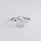 2.64ct GIA Certified Oval Cut Petite Wire Solitaire Lab Grown Diamond Engagement Ring set in 14k White Gold