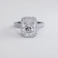 5.89ctw GIA Certified E-VVS2 Radiant Cut Halo Micropavé Vintage Style Lab Grown Diamond Engagement Ring set in 14k White Gold
