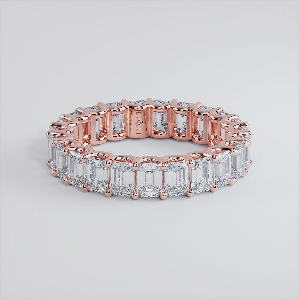 4.60ctw Emerald Cut Diamond Eternity Band Set In 14k Rose Gold