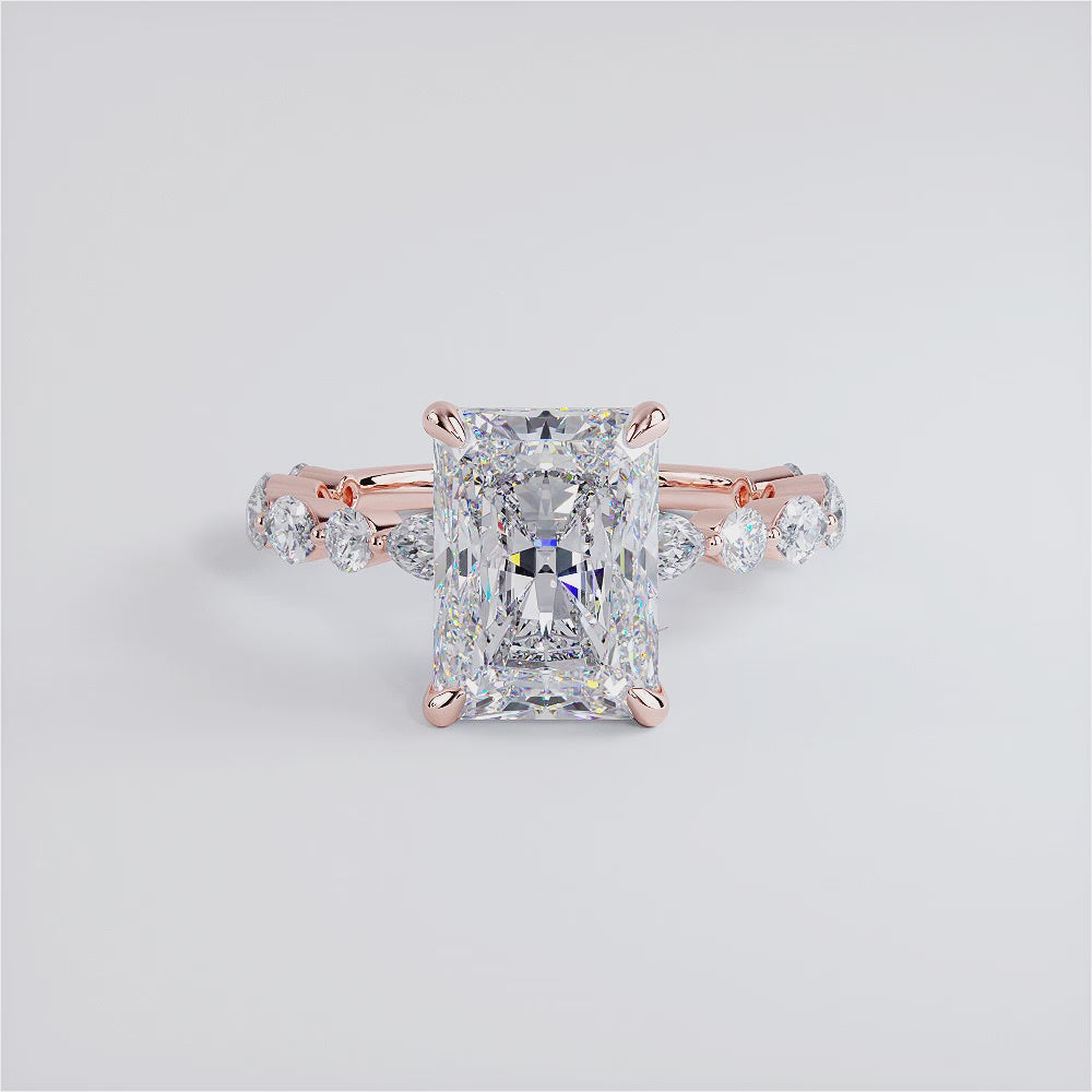 4 Carat Radiant Cut Alternating Round & Marquise