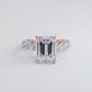 8.29ctw E-VVS2 Emerald Cut Micropavé Lucida Setting Lab Grown Diamond Engagement Ring set in 14k Rose Gold