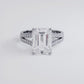 6.10ctw E-VS1 Emerald Cut Micropavé Split Shank Lab Grown Diamond Engagement Ring set in 14k White Gold