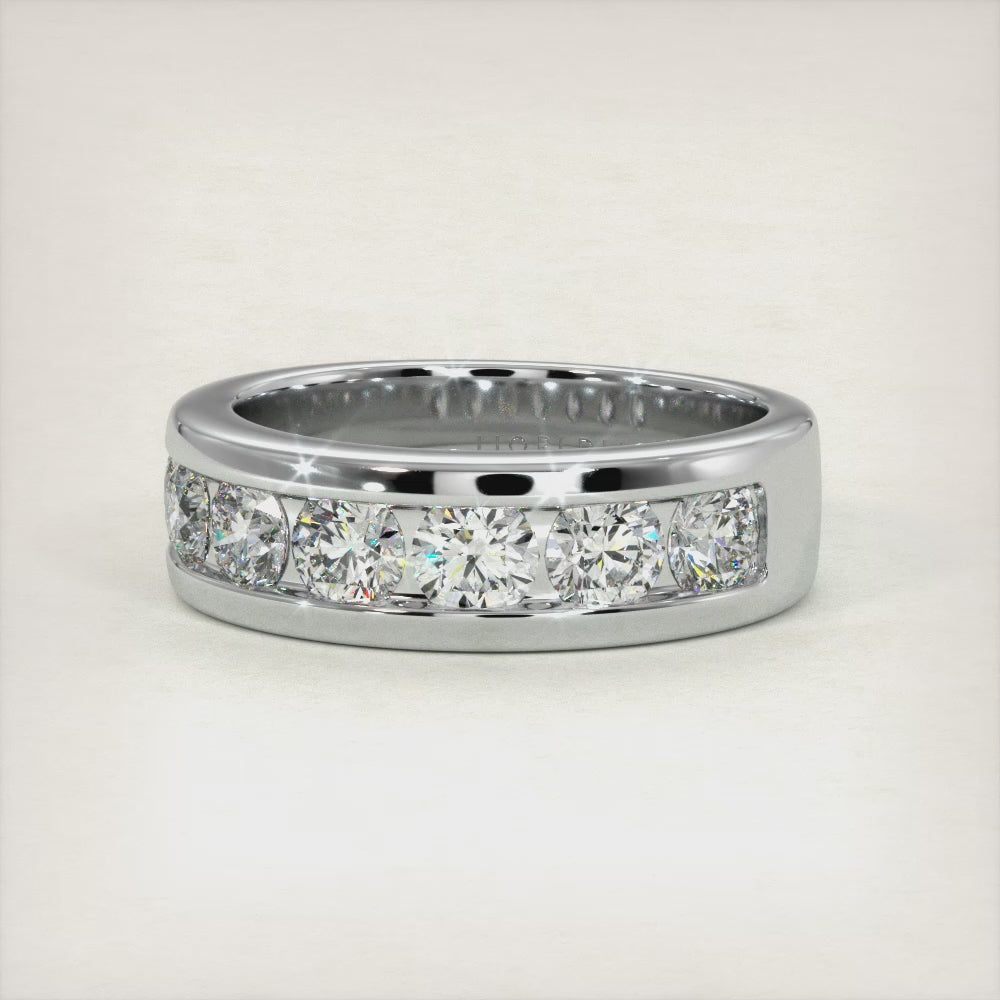 3.00ctw Diamond Mens Wedding Band Ring 14k White Gold Men Ring