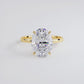 5.03 Carat GIA Certified Oval Cut Petite Wire Solitaire Lab Grown Diamond Engagement Ring set in 14k Yellow Gold