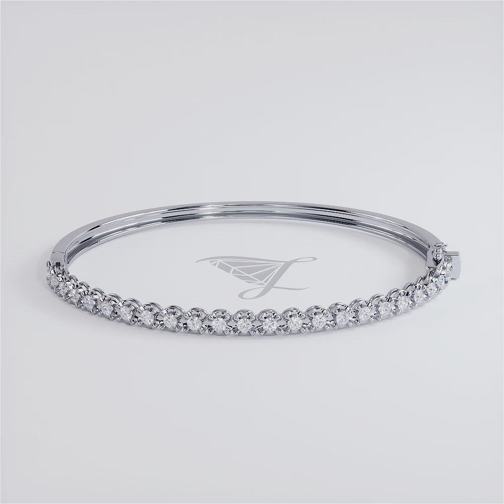 0.75ctw Round Brilliant Buttercup Diamond Bangle Bracelet set in 14k White Gold