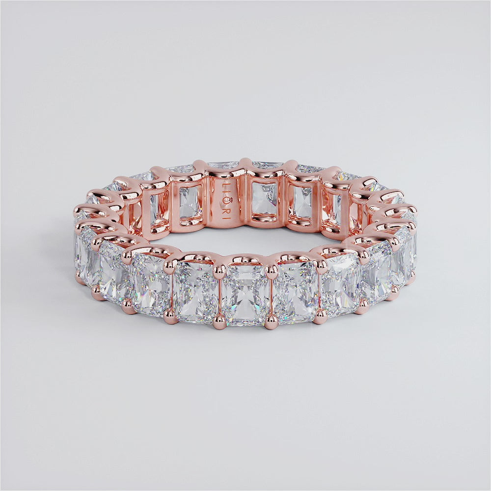 5.25ctw Radiant Cut Diamond Eternity Band Set In 14k Rose Gold