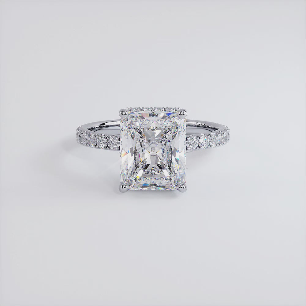 3 Carat Radiant Cut Under Halo Petite Micropavé