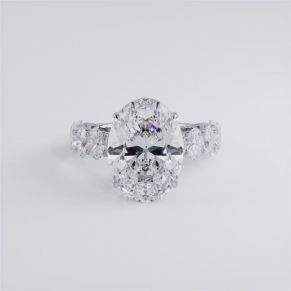 8.47ctw GIA Certified F-VS1 Oval Cut Lucida set Lab Grown Diamond Engagement Ring set in Platinum