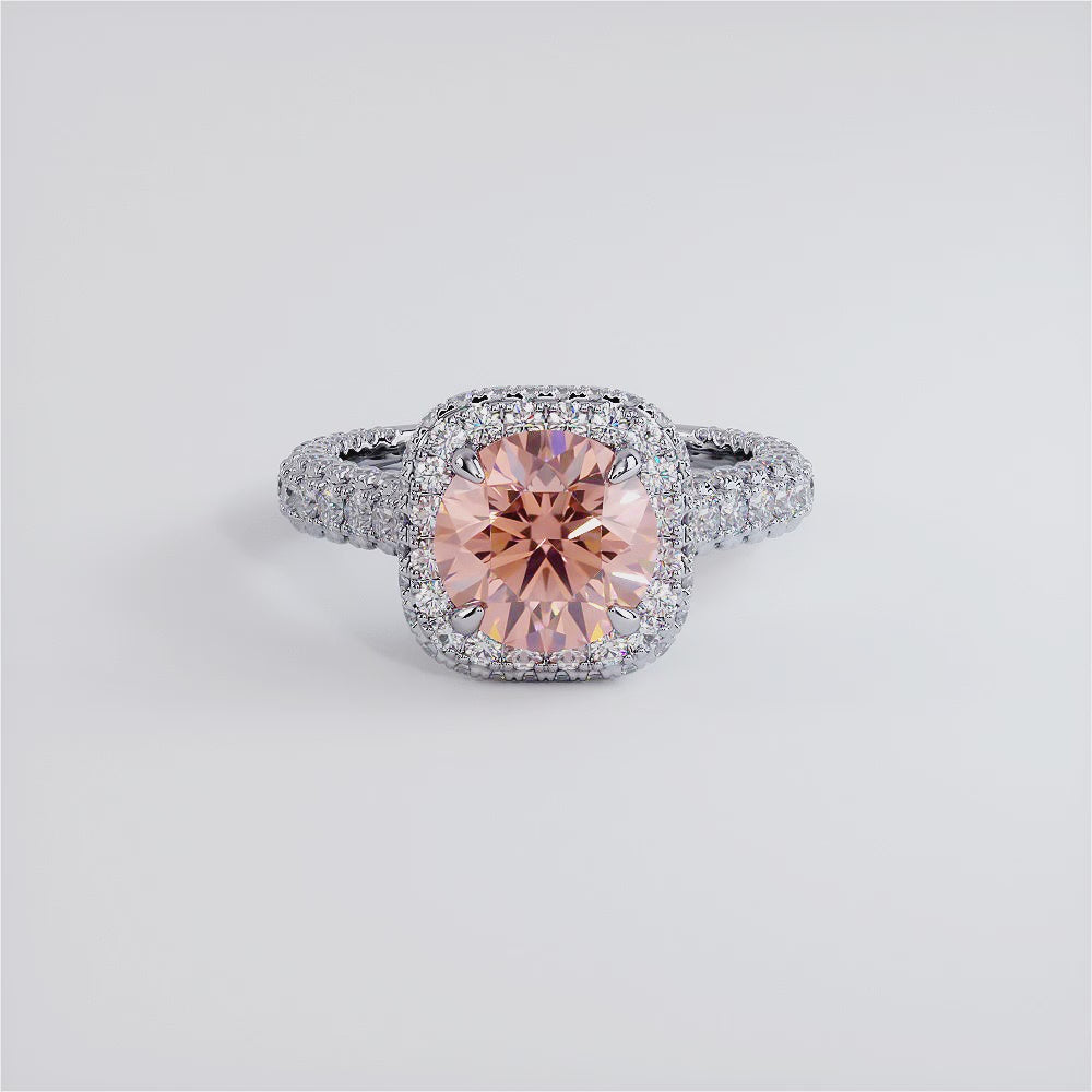 4.18ctw Fancy Intense Pink Lab Grown Diamond Engagement Ring set in Platinum