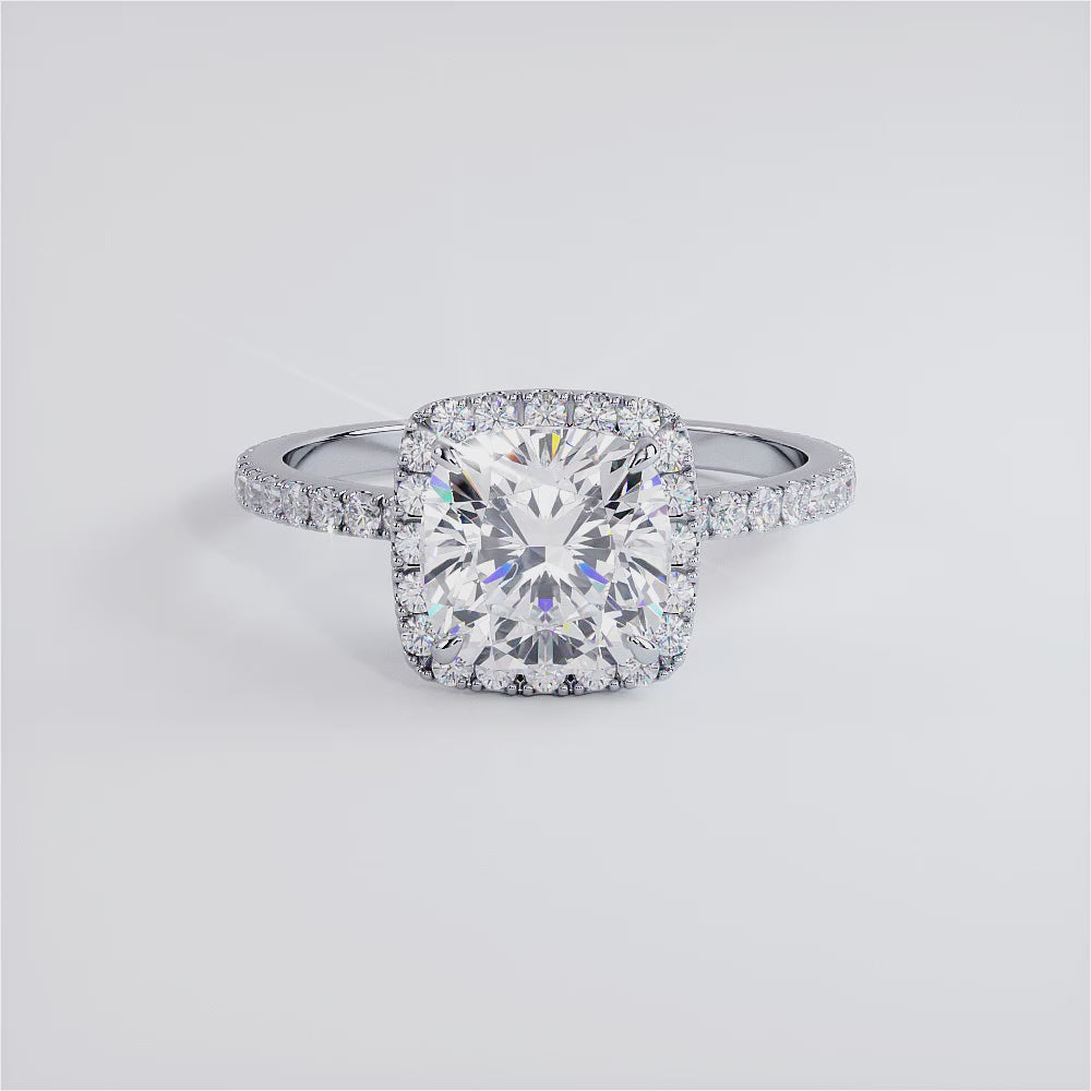 1.5 Carat Cushion Cut High Set Halo