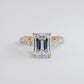 8.29ctw E-VVS2 Emerald Cut Micropavé Lucida Setting Lab Grown Diamond Engagement Ring set in 14k Yellow Gold