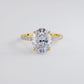 3.55ctw Oval Cut Under Halo Petite Micropavé Lab Grown Diamond Engagement Ring set in 14k Yellow Gold