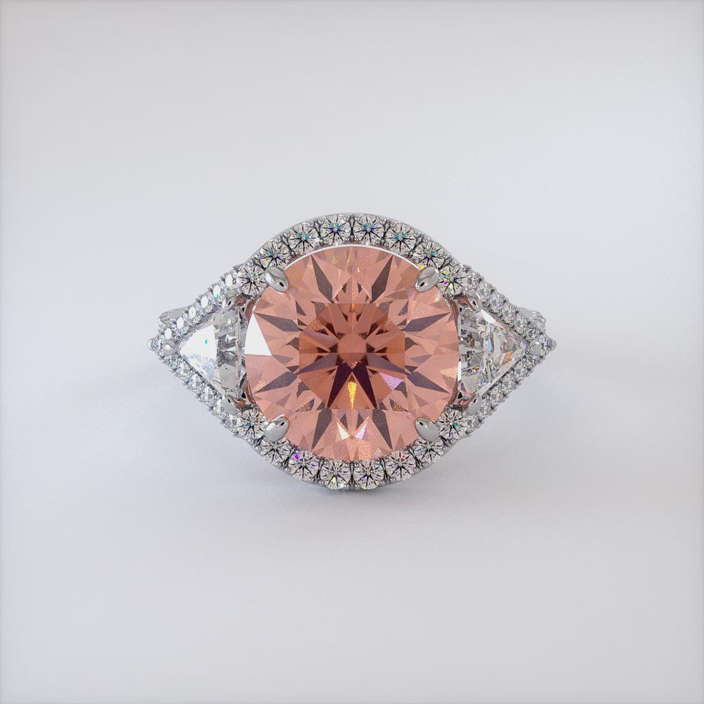 7.28ctw Fancy Intense Pink Lab Grown Diamond Engagement Ring set in 14k White Gold