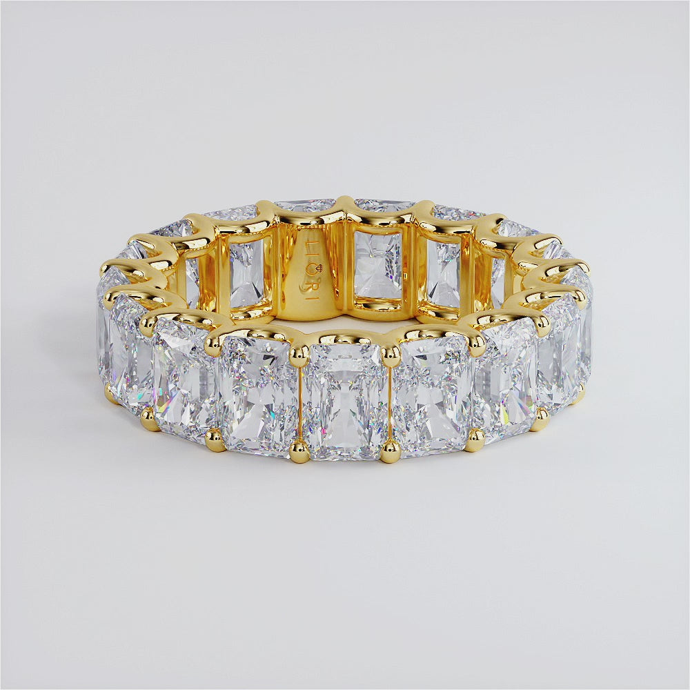 9.00ctw Radiant Cut Diamond Eternity Band Set In 14k Yellow Gold