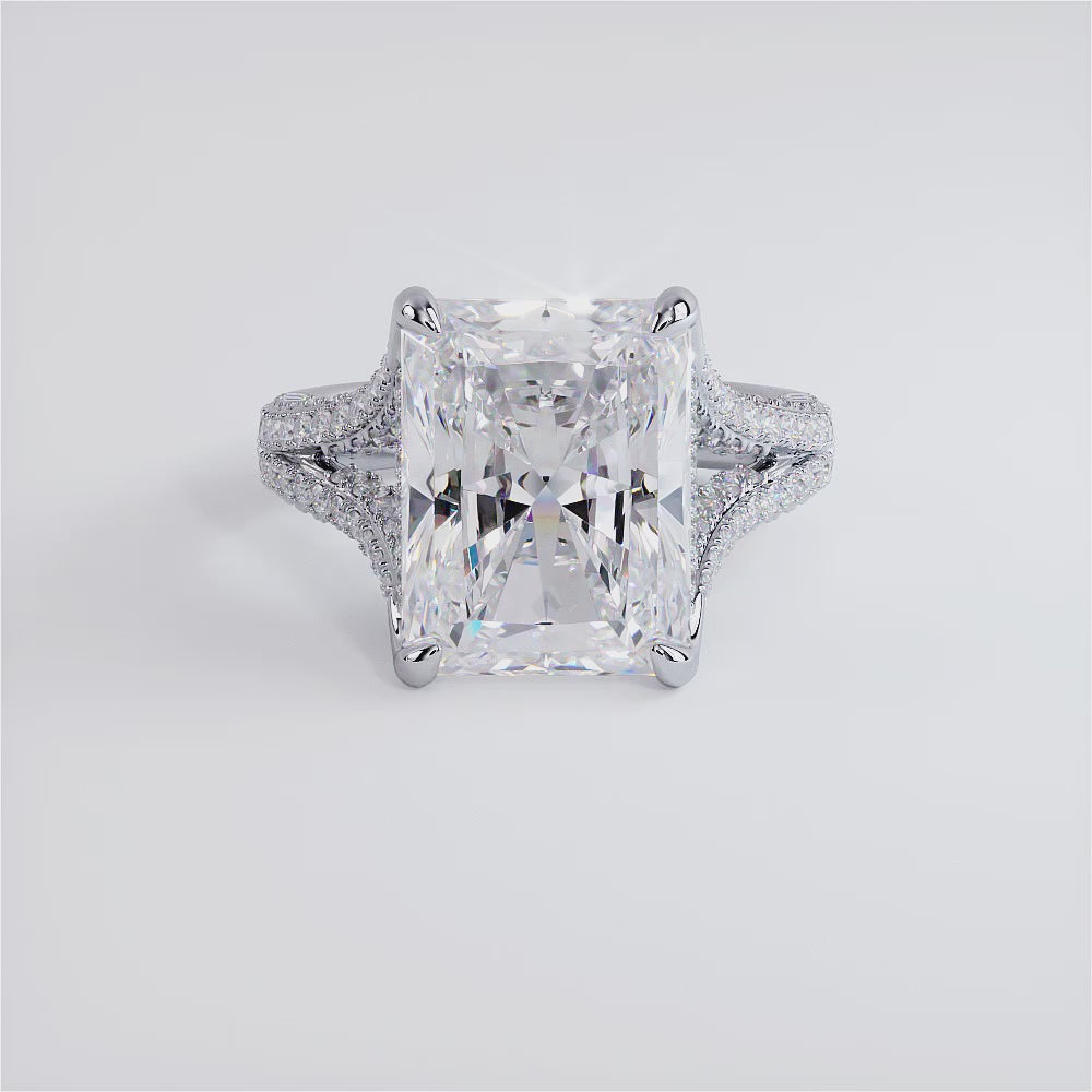 8 Carat Radiant Cut 3D Micropavé Split Shank