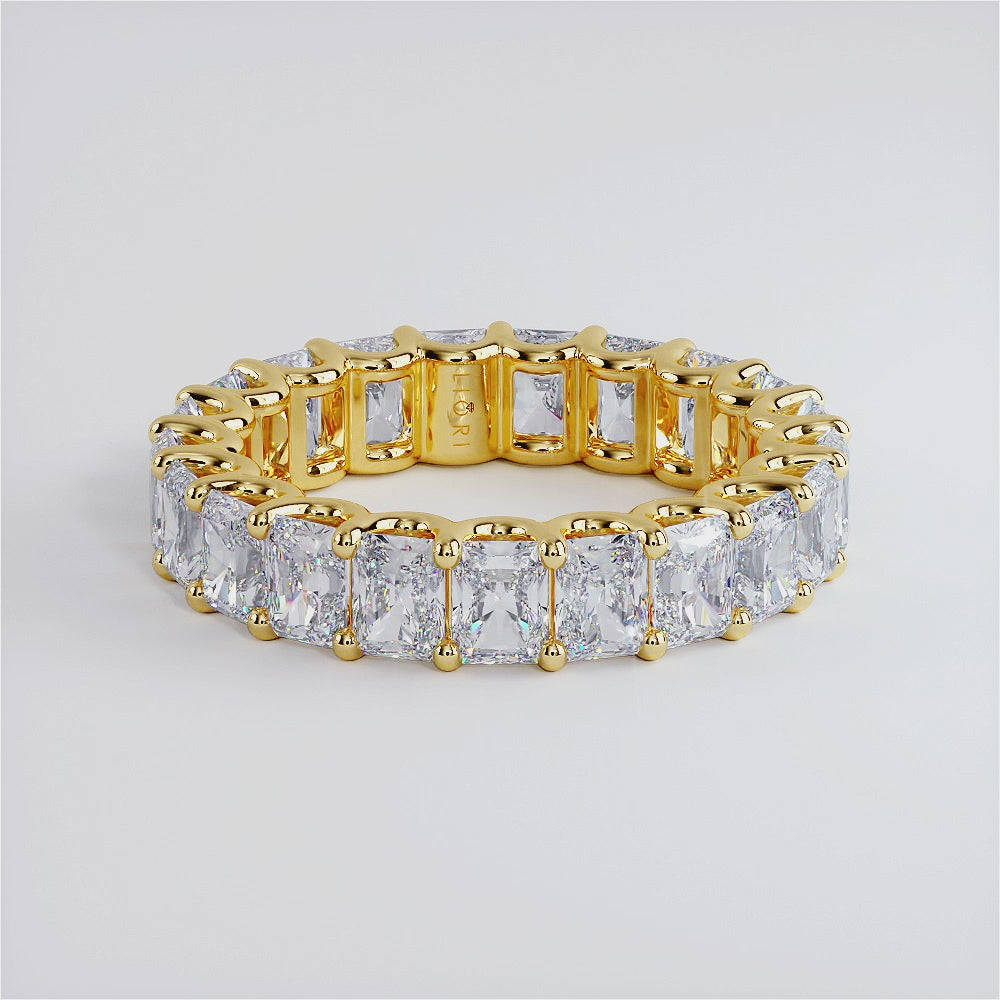 5.25ctw Radiant Cut Diamond Eternity Band Set In 14k Yellow Gold