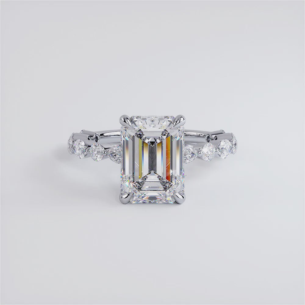 3 Carat Emerald Cut Alternating Round & Marquise