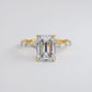 4.19ctw GIA Certified Emerald Cut Alternating Round & Marquise Lab Grown Diamond Engagement Ring set in 14k Yellow Gold