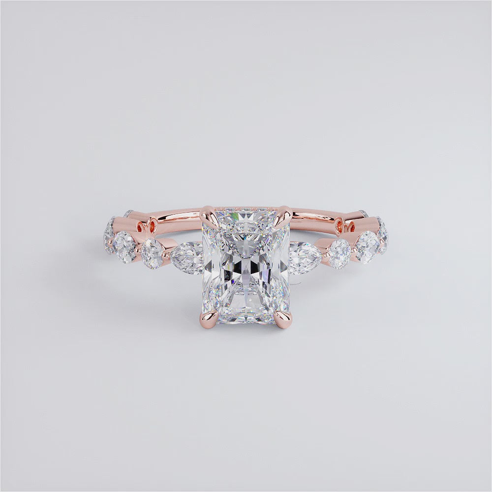 2 Carat Radiant Cut Alternating Round & Marquise