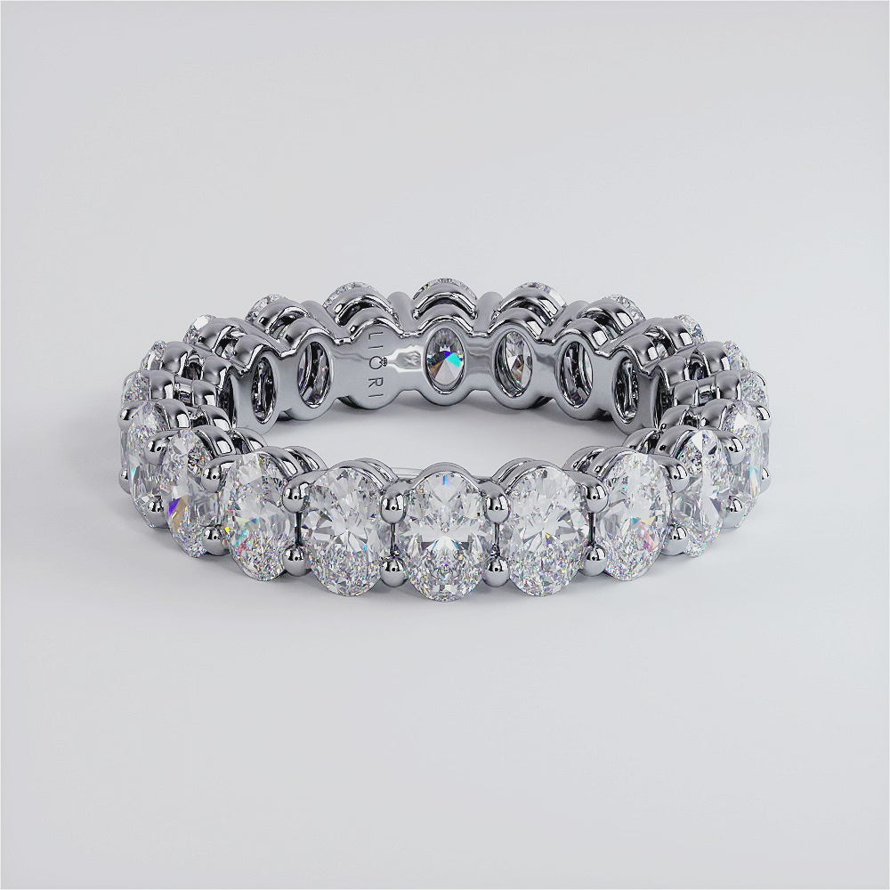 4.20ctw Oval Cut Diamond Eternity Band Set In 14k White Gold