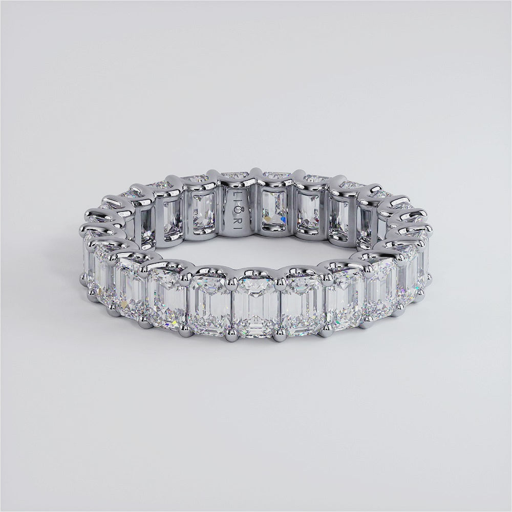 4.60ctw Emerald Cut Diamond Eternity Band Set In 14k White Gold