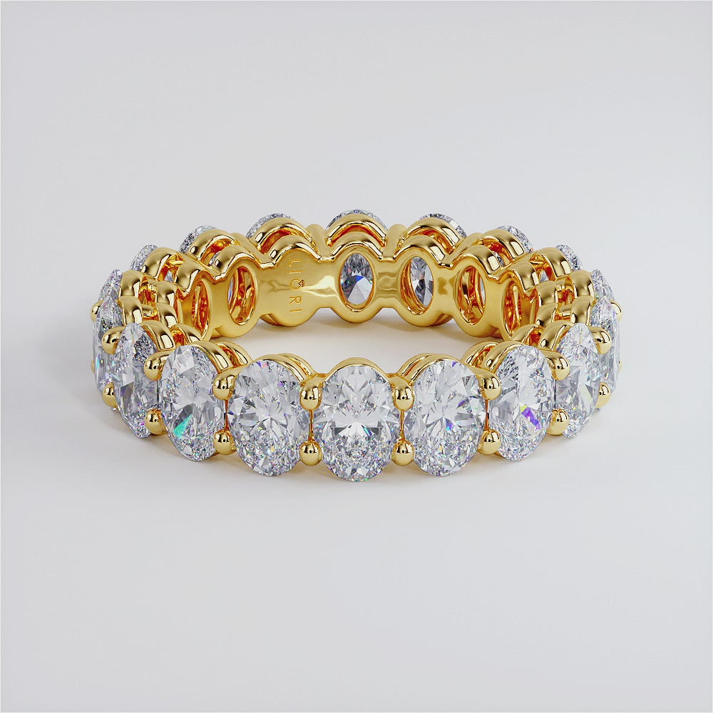 5.95ctw Oval Cut Diamond Eternity Band Set In 14k Yellow Gold