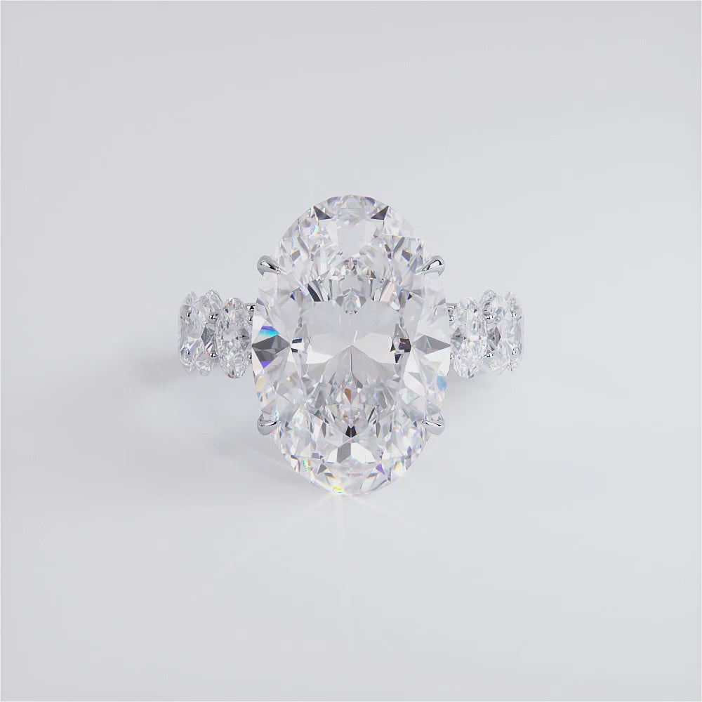 12.23ctw Oval Cut Lucida set Lab Grown Diamond Engagement Ring set in 14k White Gold