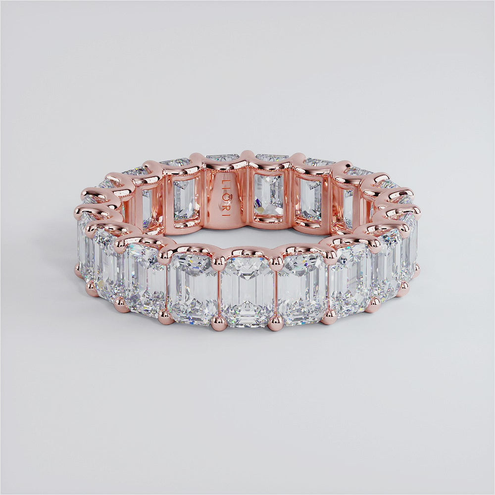 6.65ctw Emerald Cut Diamond Eternity Band Set In 14k Rose Gold