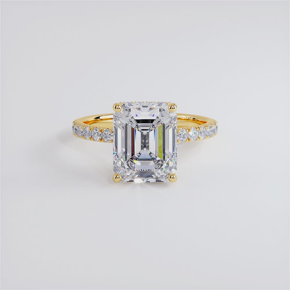 3 Carat Emerald Cut Under Halo Petite Micropavé
