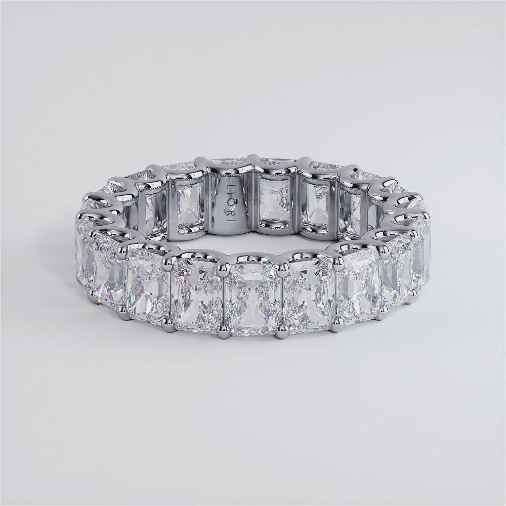 6.65ctw Radiant Cut Diamond Eternity Band Set In 14k White Gold