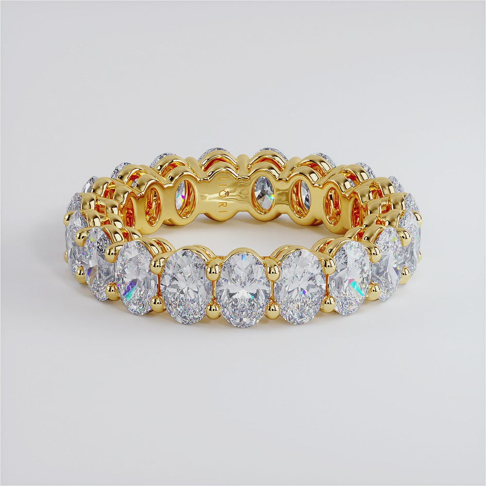 5.00ctw Oval Cut Diamond Eternity Band Set In 14k Yellow Gold