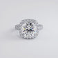 8.10ctw Round Brilliant F-VS1 Halo 3D Micropavé Shank Lab Grown Diamond Engagement Ring 14k White Gold