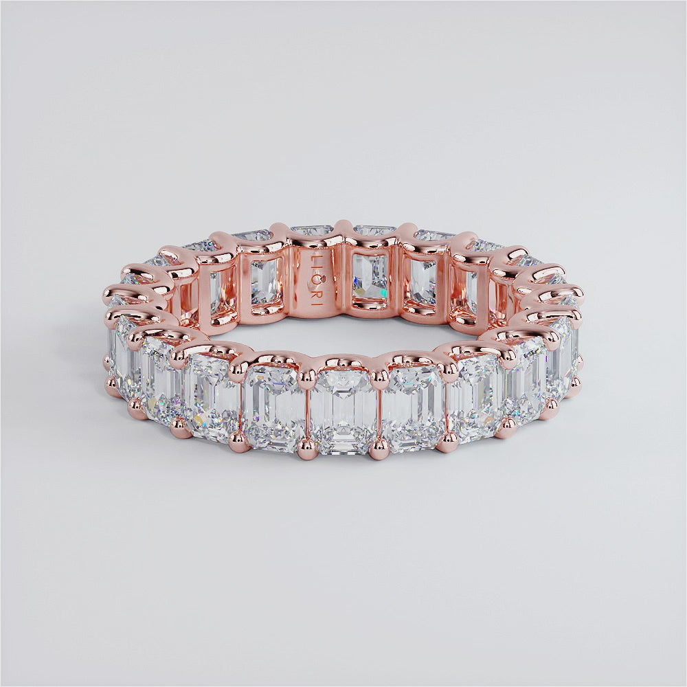 5.25ctw Emerald Cut Diamond Eternity Band Set In 14k Rose Gold