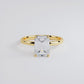 2.00 Carat GIA Certified Emerald Cut Petite Wire Solitaire Lab Grown Diamond Engagement Ring set in 14k Yellow Gold