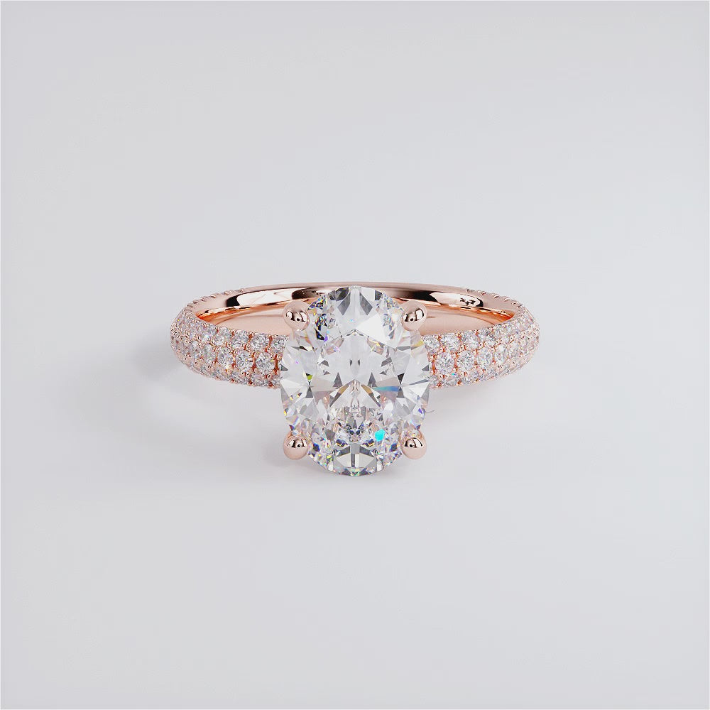 2 Carat Oval Cut Trio Micropavé