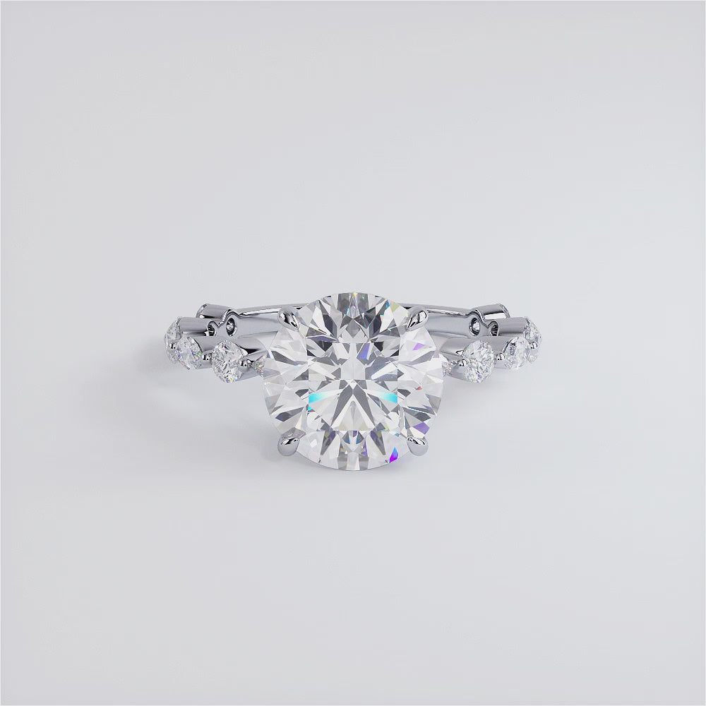 5.15ctw Round Brilliant F-VS1 Alternating Round & Marquise Lab Grown Diamond Engagement Ring set in 14k White Gold