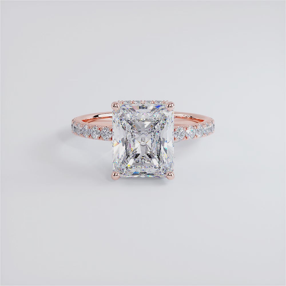 3 Carat Radiant Cut Under Halo Petite Micropavé