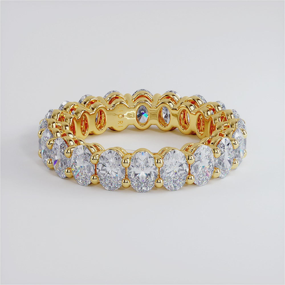 4.20ctw Oval Cut Diamond Eternity Band Set In 14k Yellow Gold
