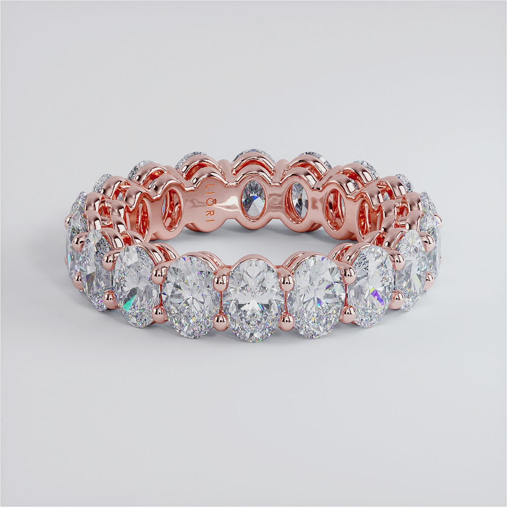 5.95ctw Oval Cut Diamond Eternity Band Set In 14k Rose Gold