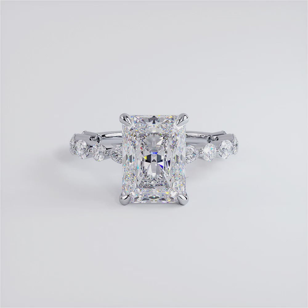 4 Carat Radiant Cut Alternating Round & Marquise