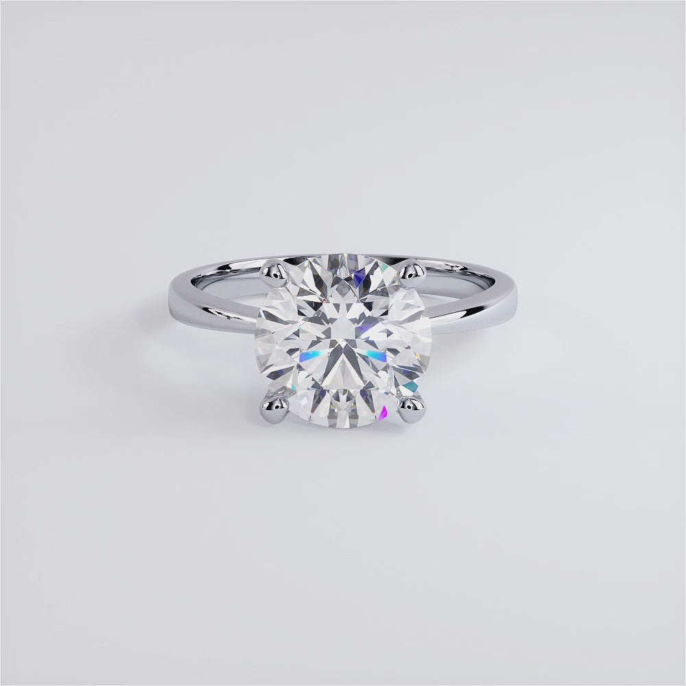 2.5 Carat Round Brilliant Petite Tapered 4 Prong Solitaire