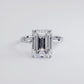 4.41 Carat GIA Certified Emerald Cut Petite Wire Solitaire Lab Grown Diamond Engagement Ring set in Platinum