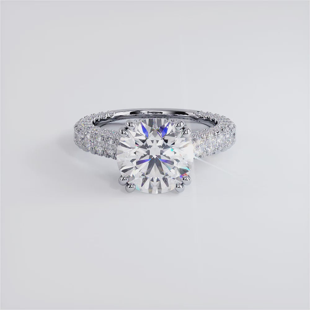 6.12ctw Round Brilliant 3D Micropavé Cathedral Lab Grown Diamond Engagement Ring 14k White Gold