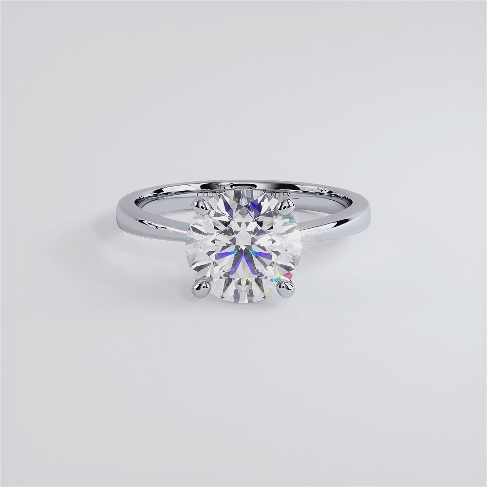 2 Carat Round Brilliant Petite Tapered 4 Prong Solitaire