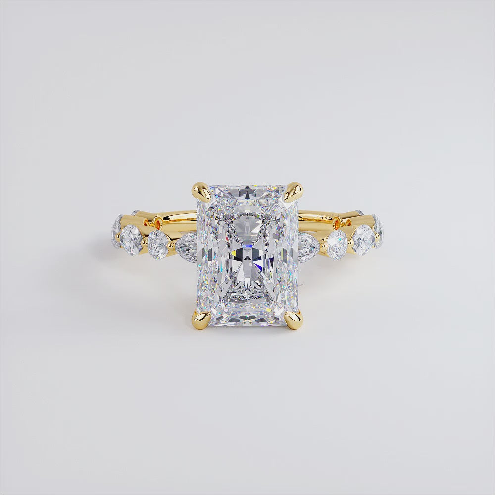4 Carat Radiant Cut Alternating Round & Marquise