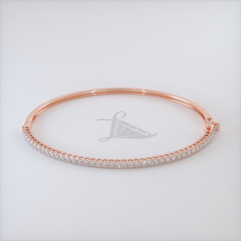 1.25ctw Round Brilliant Diamond Bangle Bracelet set in 14k Rose Gold